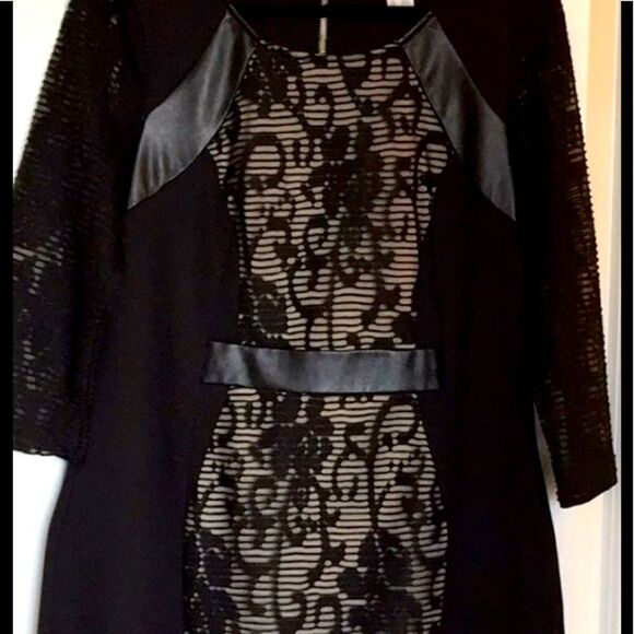 EUC black dress, Sz small, vegan leather, Leather” & Lace. - Picture 7 of 16